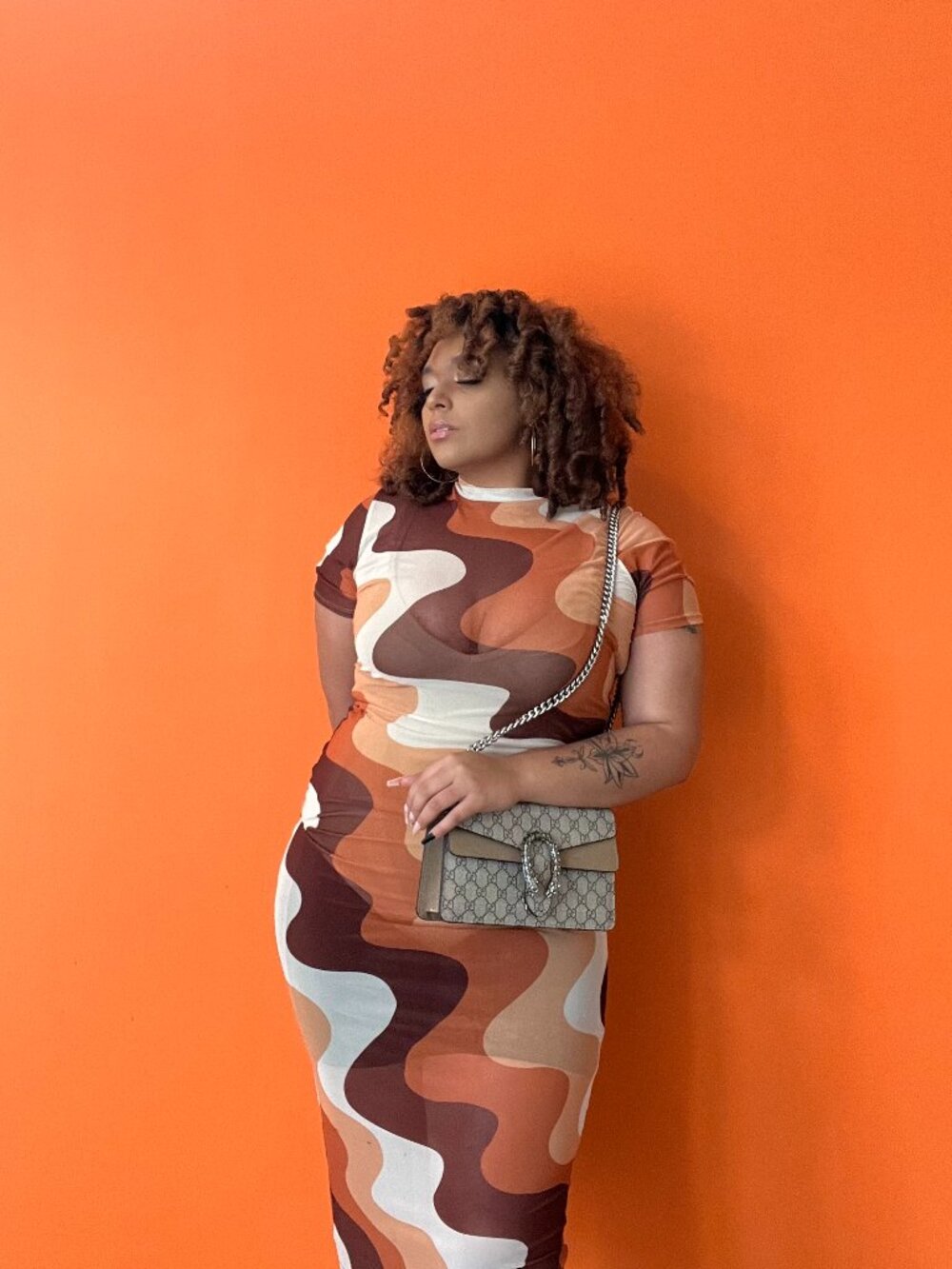 Anika Plus Size Sheer Mock Neck Midi Dress